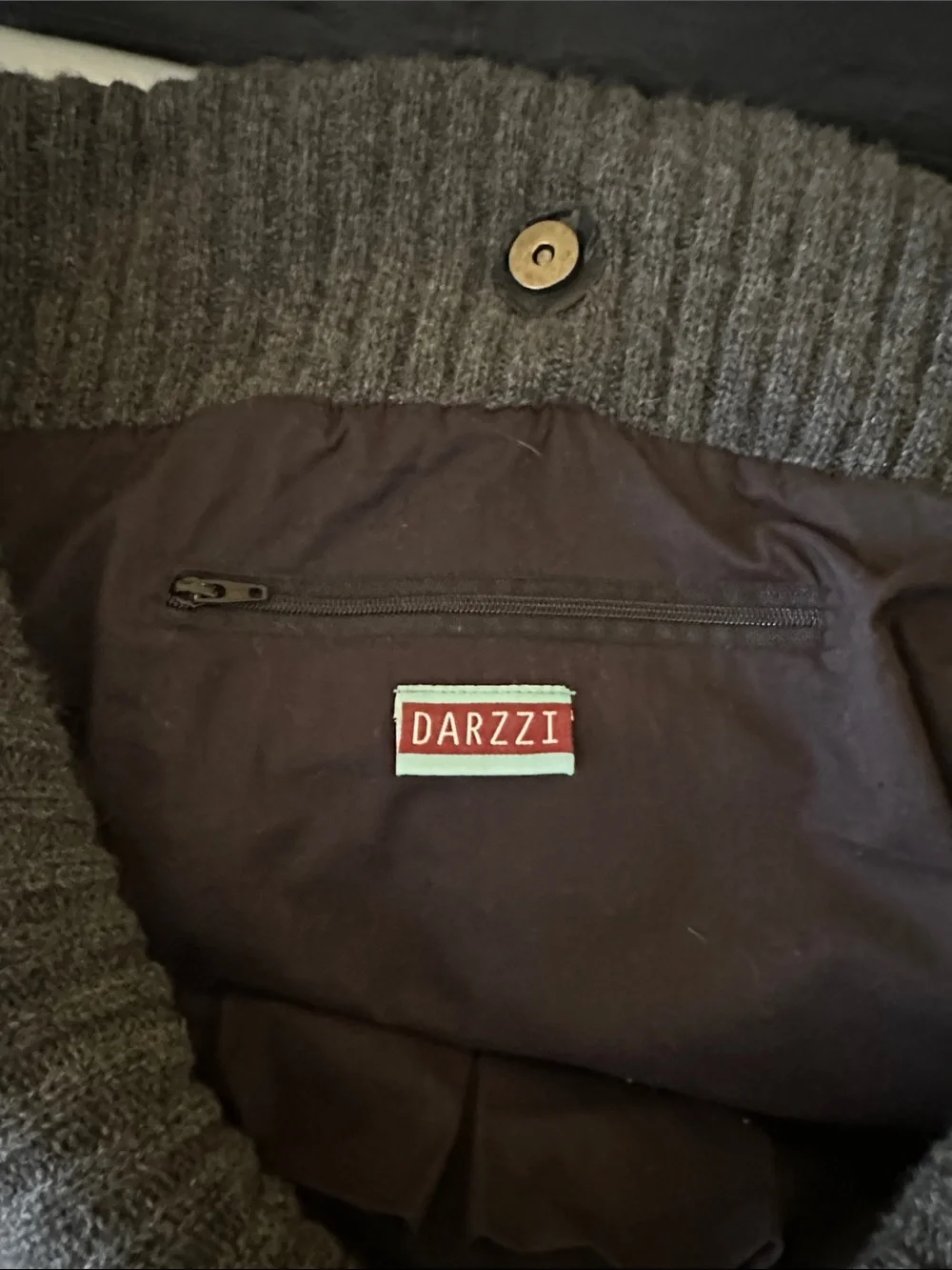 Darzzi Leather and Gray Lambswool Ribbed Knit Hobo Bag Slouchy Oversized Sling